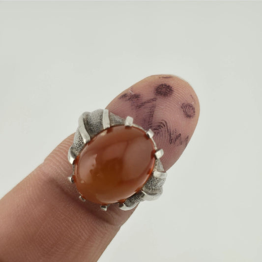 Vintage 925 Sterling Silver Carnelian Cocktail Ring Size 6 Gothic Jewelry