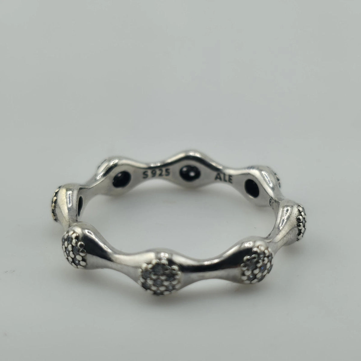 Pandora Pave LovePods Ring Size 9 Sterling Silver CZ Modern Designer 925 ALE