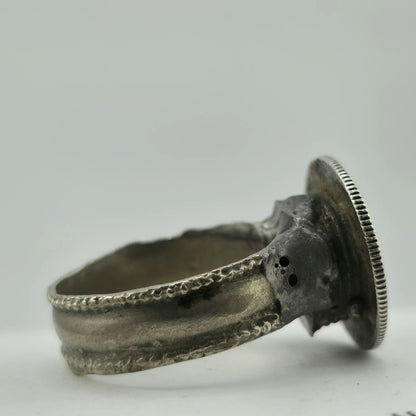 Antique Ethiopia Menelik II Birr Silver Coin Ring Size 6.25 Handmade Ethiopian