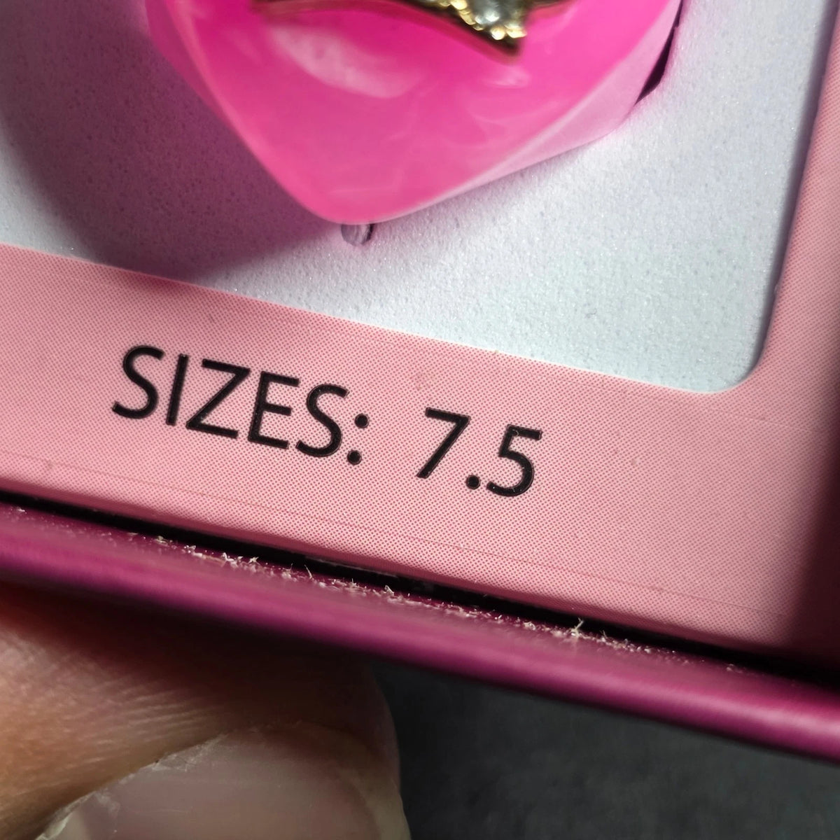 Juicy Couture Pink Resin Crown Heart Ring Size 7.5 New In Box Y2K