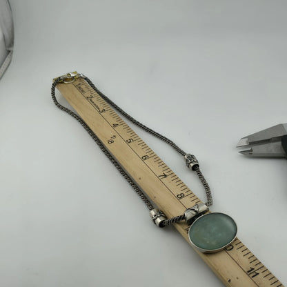 Sterling Silver Necklace 16" Ancient Roman Byzantine Empire Glass Pendant 44.7g