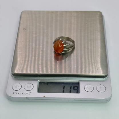 Vintage 925 Sterling Silver Carnelian Cocktail Ring Size 6 Gothic Jewelry