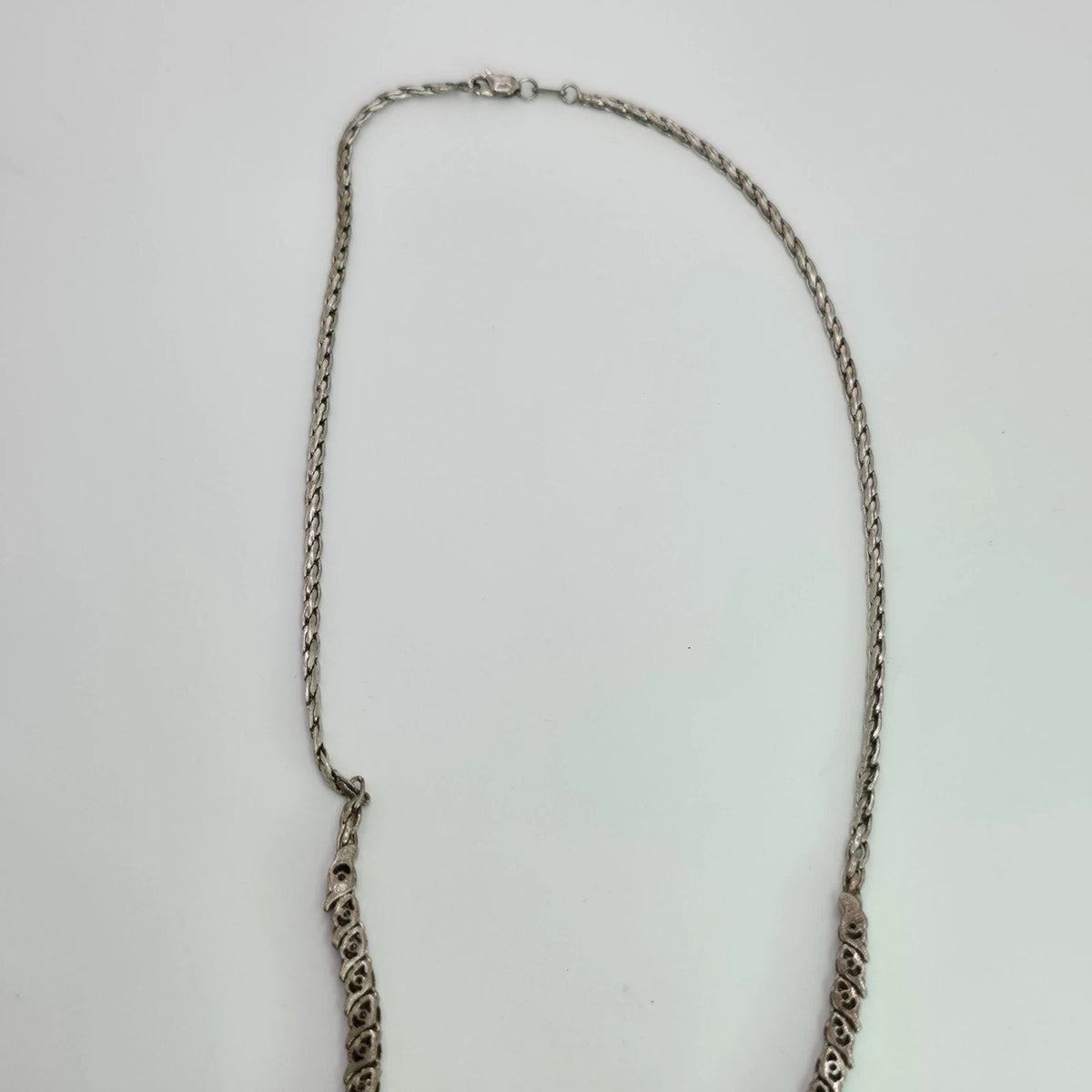 Vintage Heng Ngai 925 Sterling Silver V-Shape Necklace Genuine 1/2 Ct Diamond