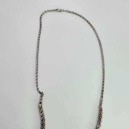Vintage Heng Ngai 925 Sterling Silver V-Shape Necklace Genuine 1/2 Ct Diamond