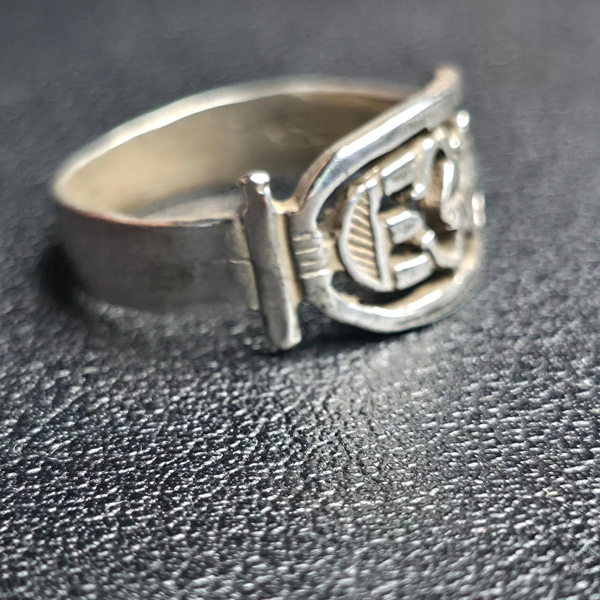 Sterling Silver Scarab Beetle Openwork Band Ring Sz 7 Egyptian Style