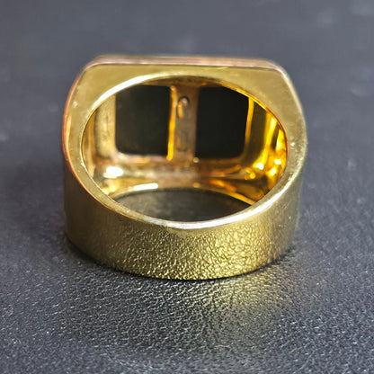 Sterling Silver Corvette Ring Size 10 Gold Tone Checkered Flag Signet