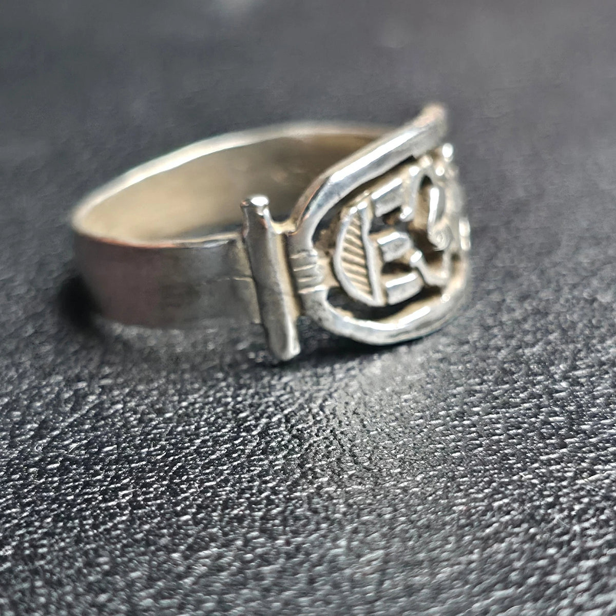 Sterling Silver Scarab Beetle Openwork Band Ring Sz 7 Egyptian Style