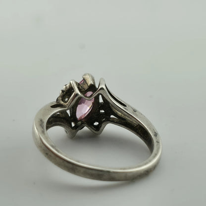 Sterling Silver 925 Marquise Cut Pink CZ Stone Ring Avon Size 8.75