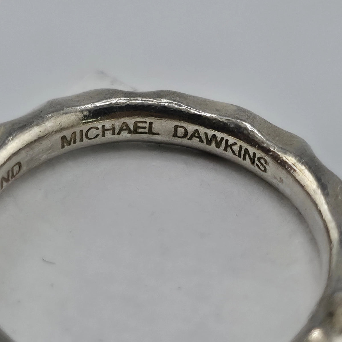Michael Dawkins 925 Sterling Silver Hammered Organic Band Ring Size 7
