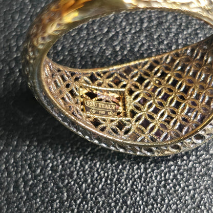 Sterling Silver Art Deco Filigree Dome Ring Purple-Pink Stone Sz 9