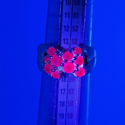 Vintage 925 Sterling Silver Gold Tone Ruby Cluster Ring Size 7 Thailand