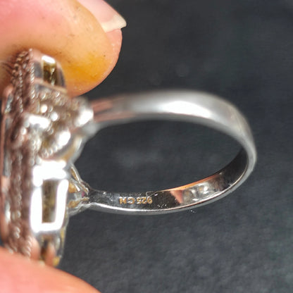 Berricle Sterling Silver 925 Emerald Cut Clear Stone Cocktail Ring Size 9