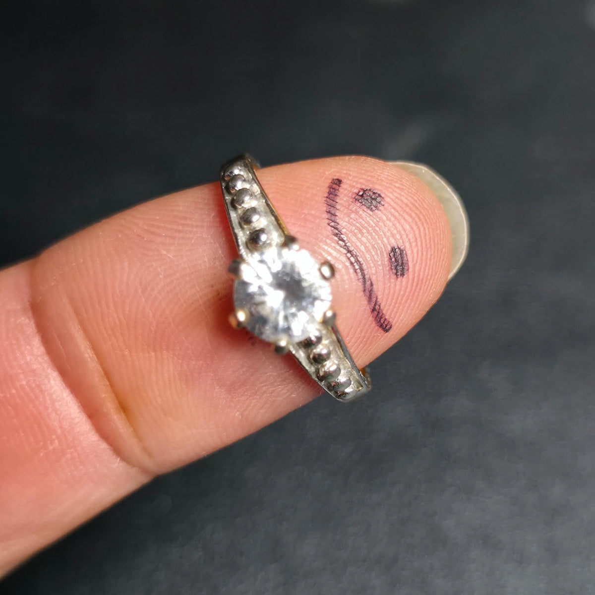 Sterling Silver Gold Tone Solitaire Ring Round Clear Stone Engagement Style Sz 9