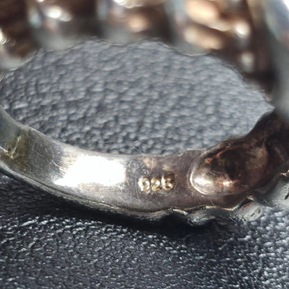 Sterling Silver Purple Oval Faceted Stone Ring Sz 9.25 Beaded Band