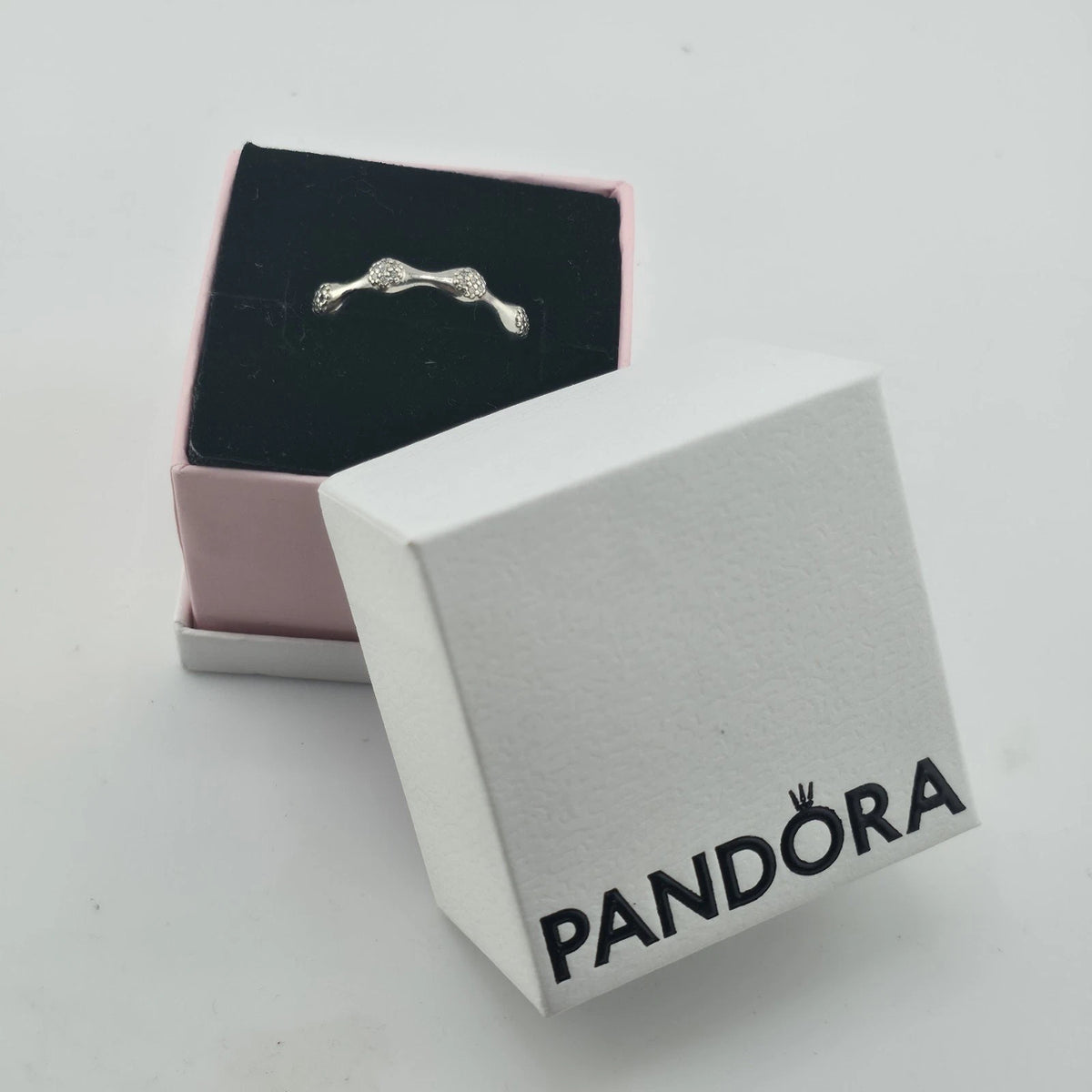 Pandora Pave LovePods Ring Size 9 Sterling Silver CZ Modern Designer 925 ALE