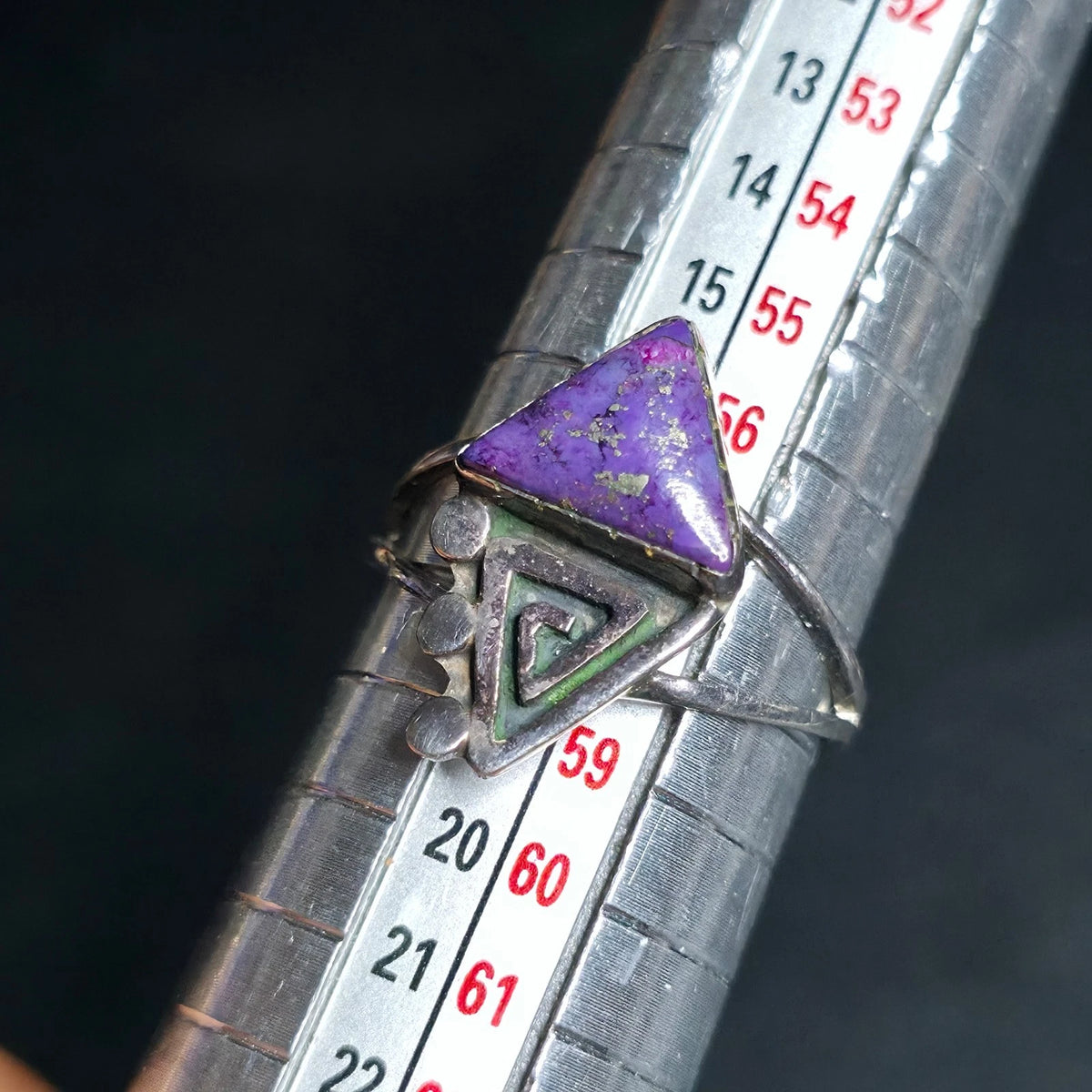 Sterling Silver 925 Purple Triangle Trillion Stone Ring Sz 8