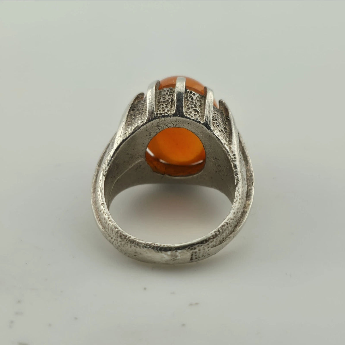 Vintage 925 Sterling Silver Carnelian Cocktail Ring Size 6 Gothic Jewelry