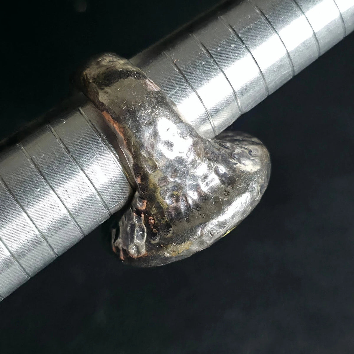 Sterling Silver Hematite Ring Size 7 Chunky Hammered Statement 925
