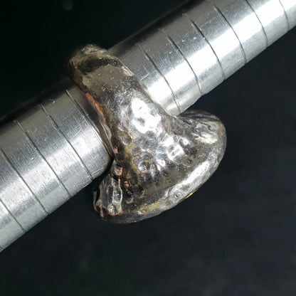 Sterling Silver Hematite Ring Size 7 Chunky Hammered Statement 925