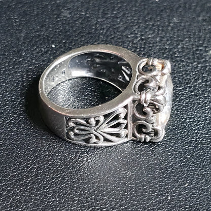 Sterling Silver 925 Filigree Square White Stone Ring Size 8.5