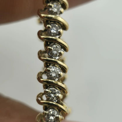 14k Yellow Gold 1.50CT Round Cut Diamond "S" Link S Figure Tennis Bracelet 7"