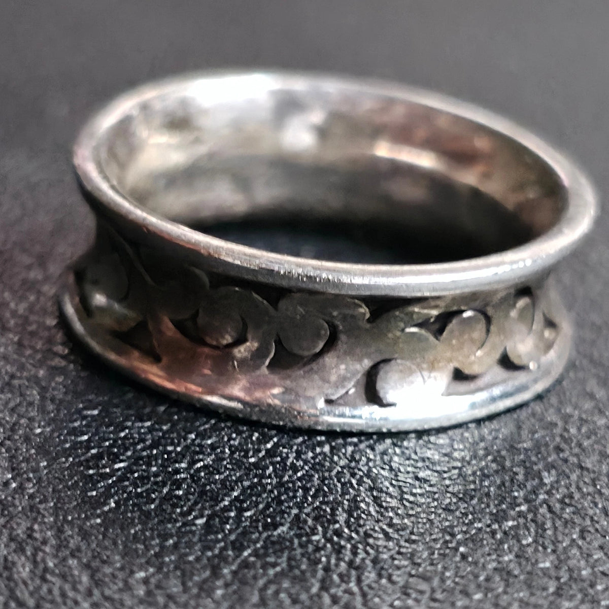 Sterling Silver 925 Ornate Spinner Band Ring Filigree Size 8