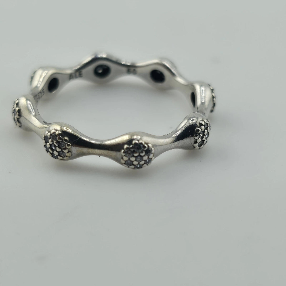 Pandora Pave LovePods Ring Size 9 Sterling Silver CZ Modern Designer 925 ALE