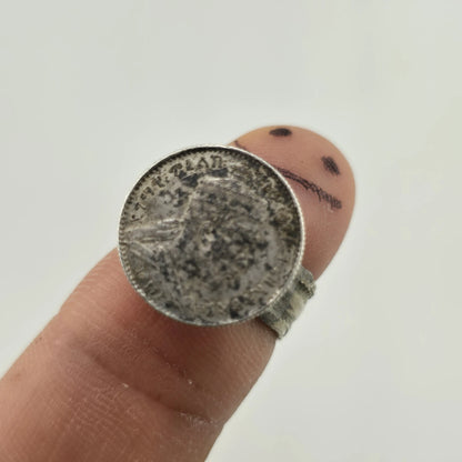 Antique Ethiopia Menelik II Birr Silver Coin Ring Size 6.25 Handmade Ethiopian