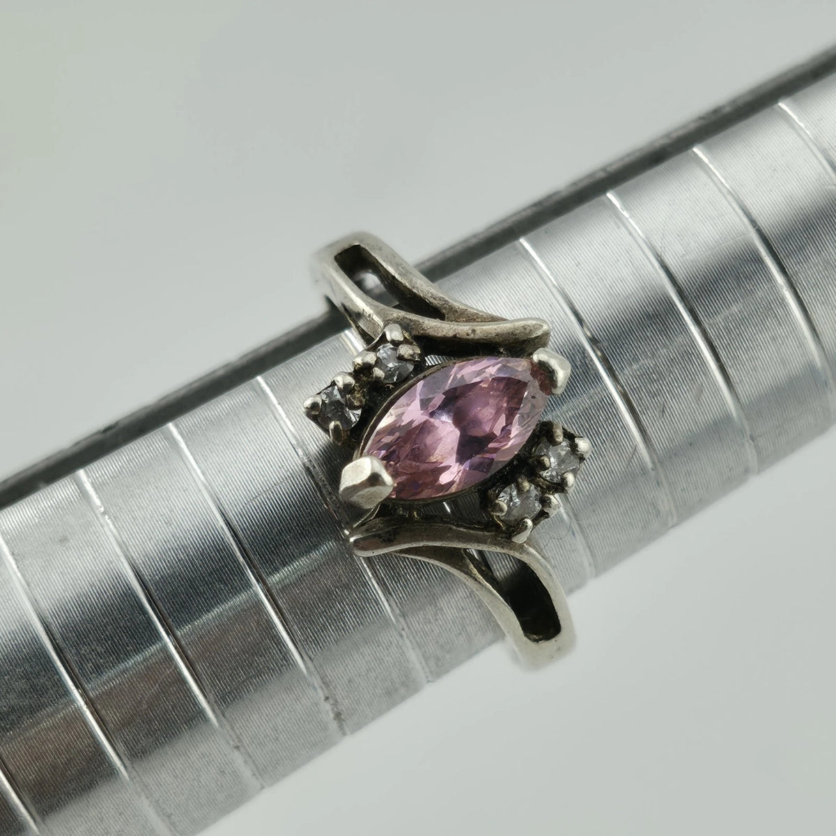 Sterling Silver 925 Marquise Cut Pink CZ Stone Ring Avon Size 8.75