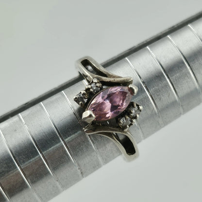 Sterling Silver 925 Marquise Cut Pink CZ Stone Ring Avon Size 8.75