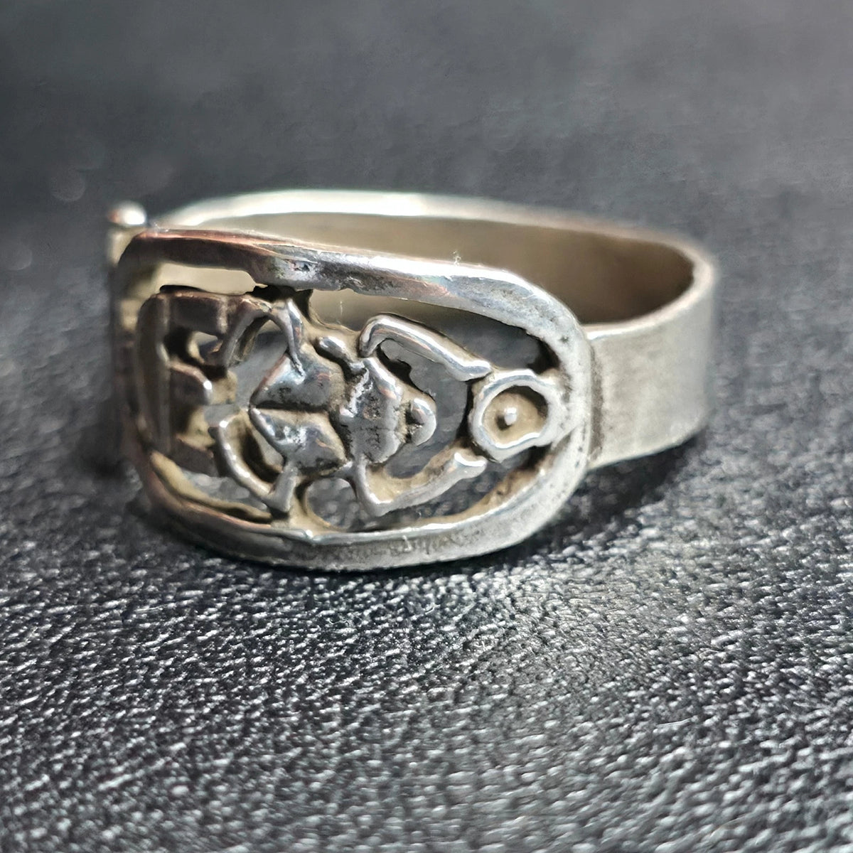 Sterling Silver Scarab Beetle Openwork Band Ring Sz 7 Egyptian Style