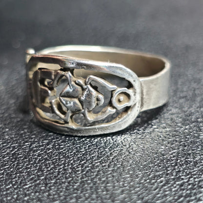 Sterling Silver Scarab Beetle Openwork Band Ring Sz 7 Egyptian Style