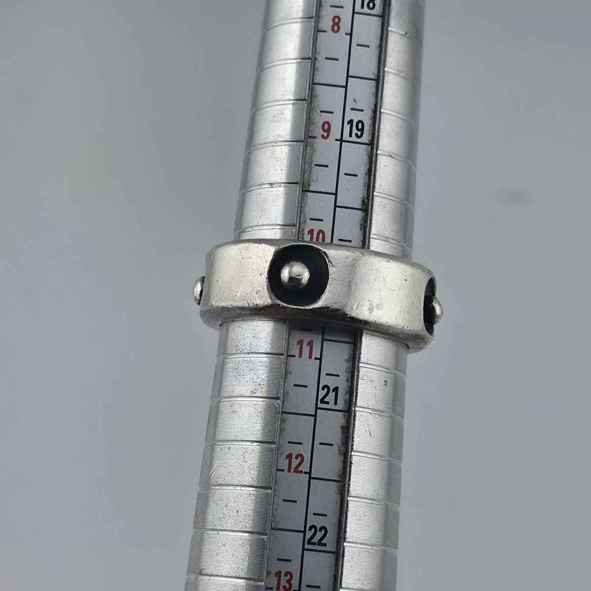 Sterling Silver Wide Band Ring Size 10.5 Oxidized Rivet Stud Modernist Unisex