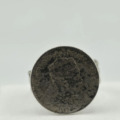 Antique Ethiopia Menelik II Birr Silver Coin Ring Size 6.25 Handmade Ethiopian