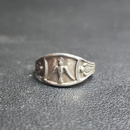 Creed C Sterling Silver Holy Spirit Angel Religious Ring Catholic Size 8 Vintage