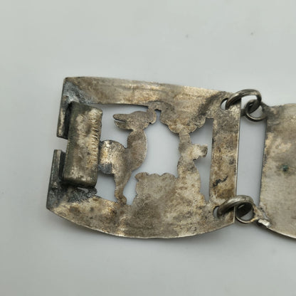 Vintage Sterling Peruvian Story Panel Link Bracelet Cultural Motif Design 15.5g