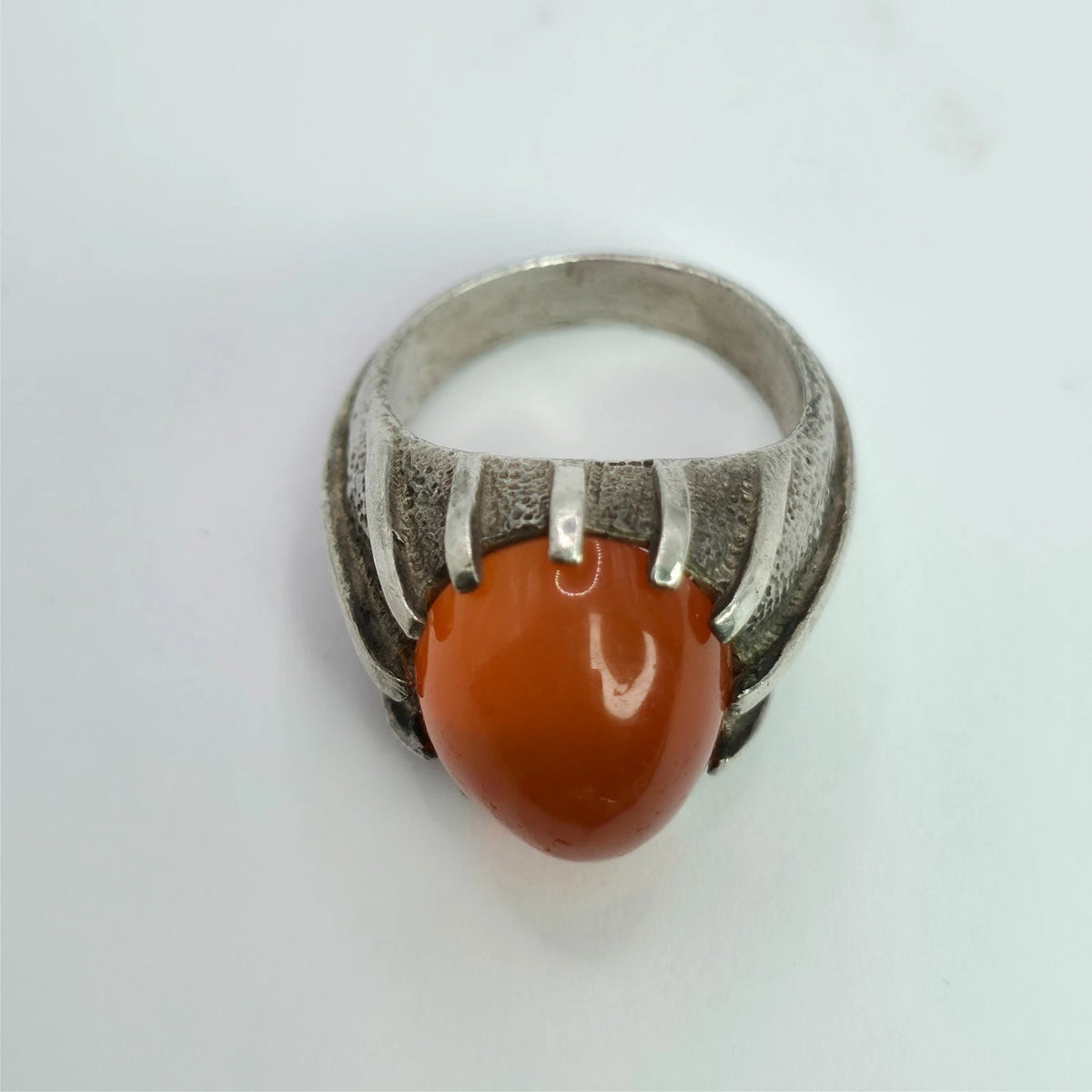 Vintage 925 Sterling Silver Carnelian Cocktail Ring Size 6 Gothic Jewelry