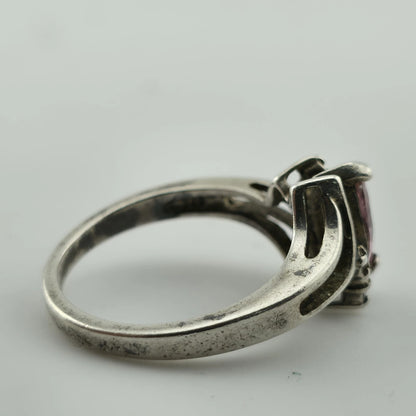 Sterling Silver 925 Marquise Cut Pink CZ Stone Ring Avon Size 8.75