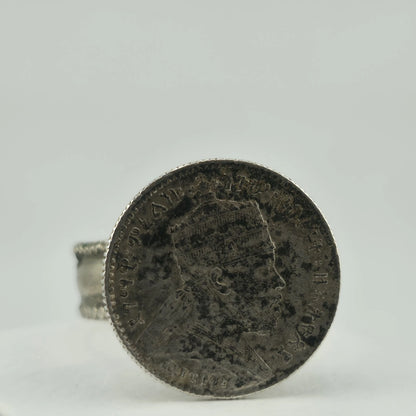 Antique Ethiopia Menelik II Birr Silver Coin Ring Size 6.25 Handmade Ethiopian
