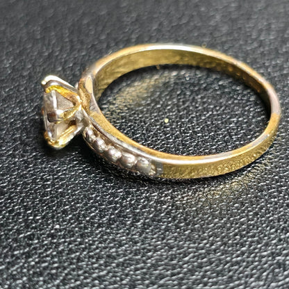 Sterling Silver Gold Tone Solitaire Ring Round Clear Stone Engagement Style Sz 9