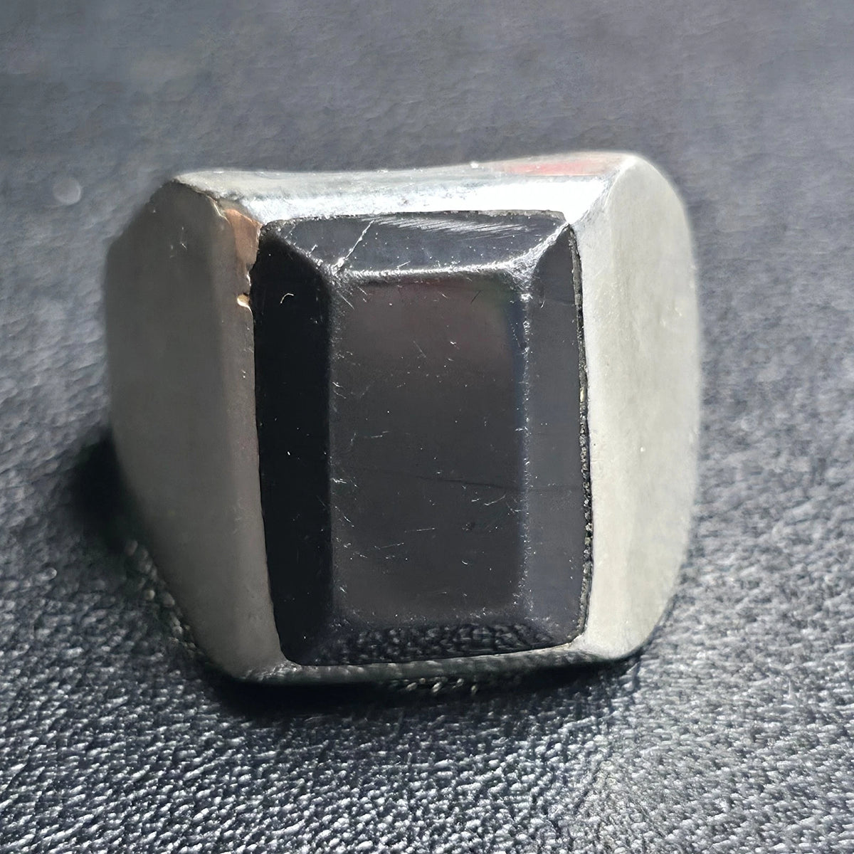 Sterling Silver Mens Black Rectangular Stone Ring Sz 11 Mexico