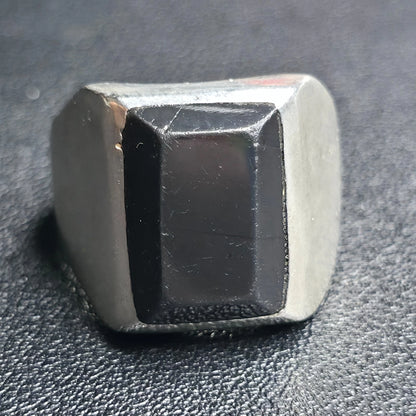 Sterling Silver Mens Black Rectangular Stone Ring Sz 11 Mexico