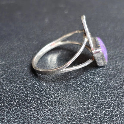 Sterling Silver 925 Purple Triangle Trillion Stone Ring Sz 8
