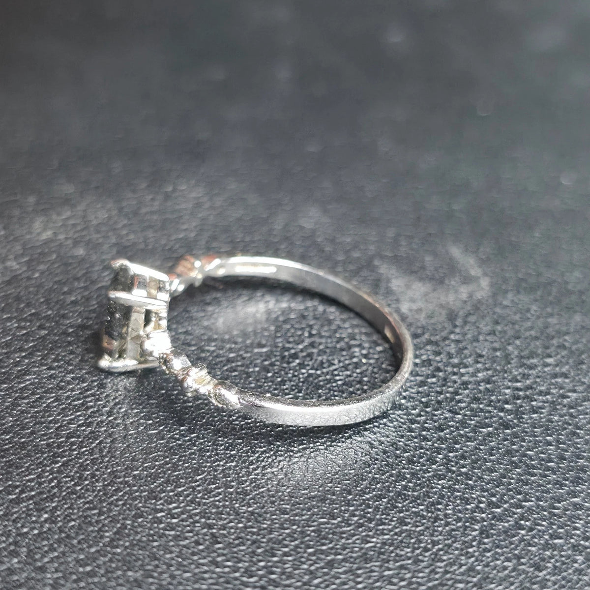 Sterling Silver 925 Black Rutilated Quartz Ring Size 10 Dainty Ornate Solitaire