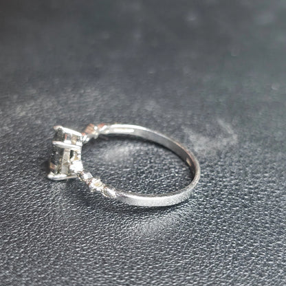 Sterling Silver 925 Black Rutilated Quartz Ring Size 10 Dainty Ornate Solitaire
