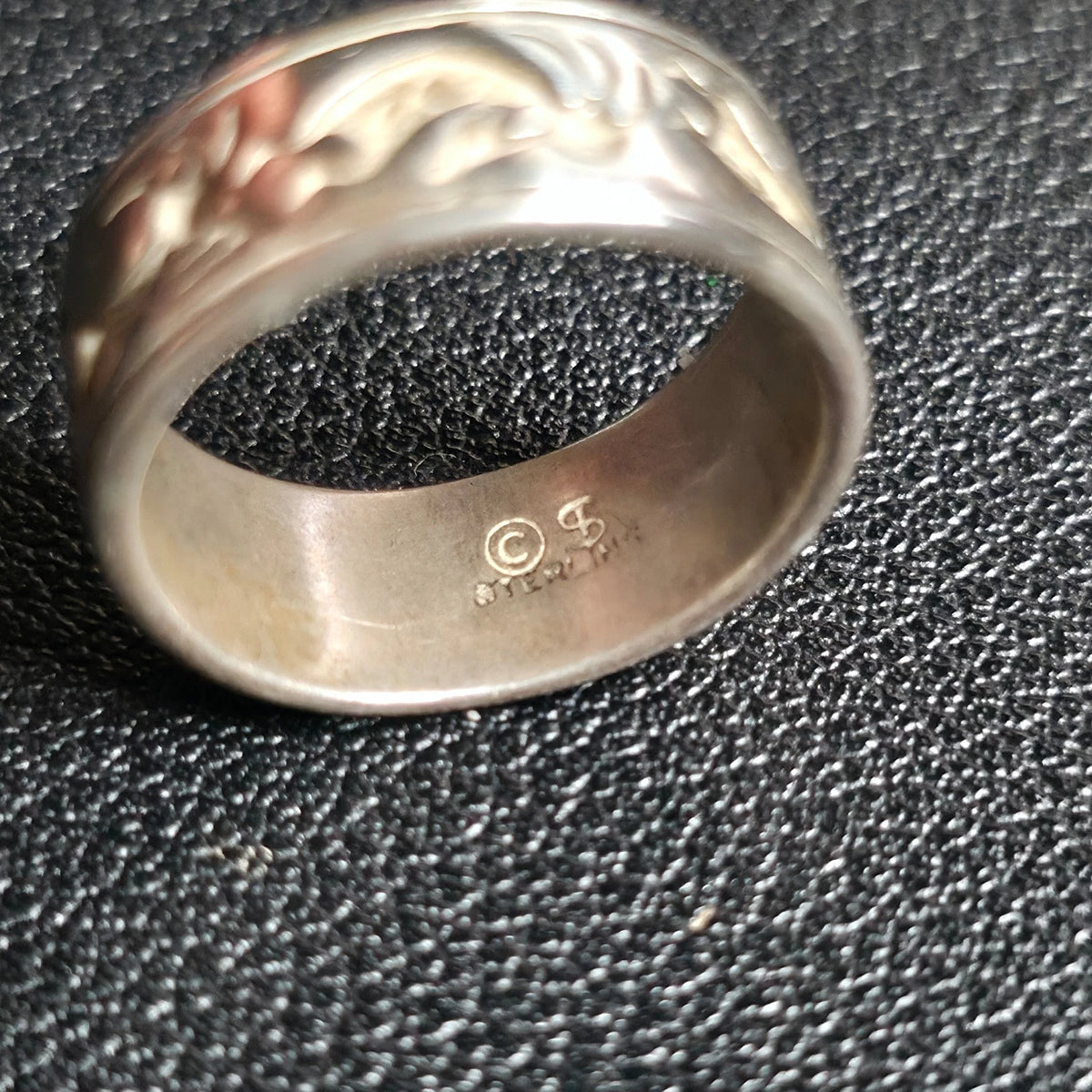 Sterling Silver Kokopelli Carved Floral Scroll Wide Band Ring 925 Sz 5.5
