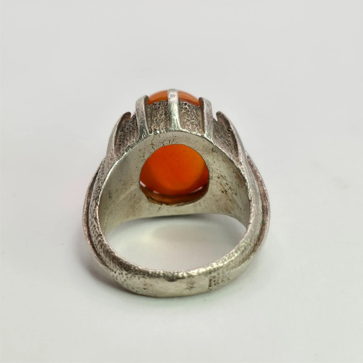 Vintage 925 Sterling Silver Carnelian Cocktail Ring Size 6 Gothic Jewelry