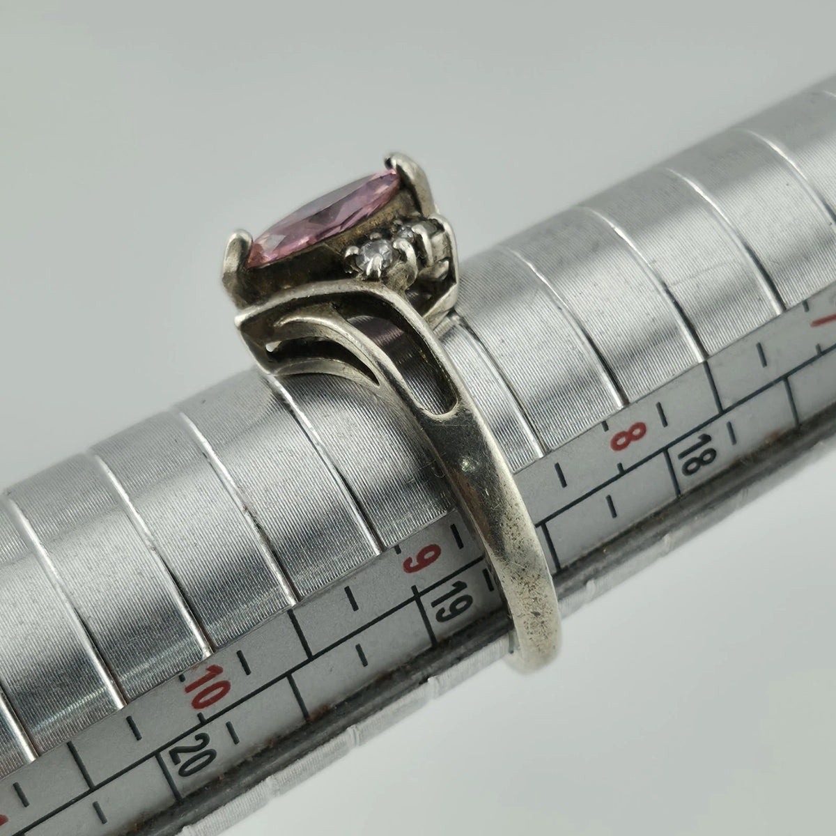 Sterling Silver 925 Marquise Cut Pink CZ Stone Ring Avon Size 8.75