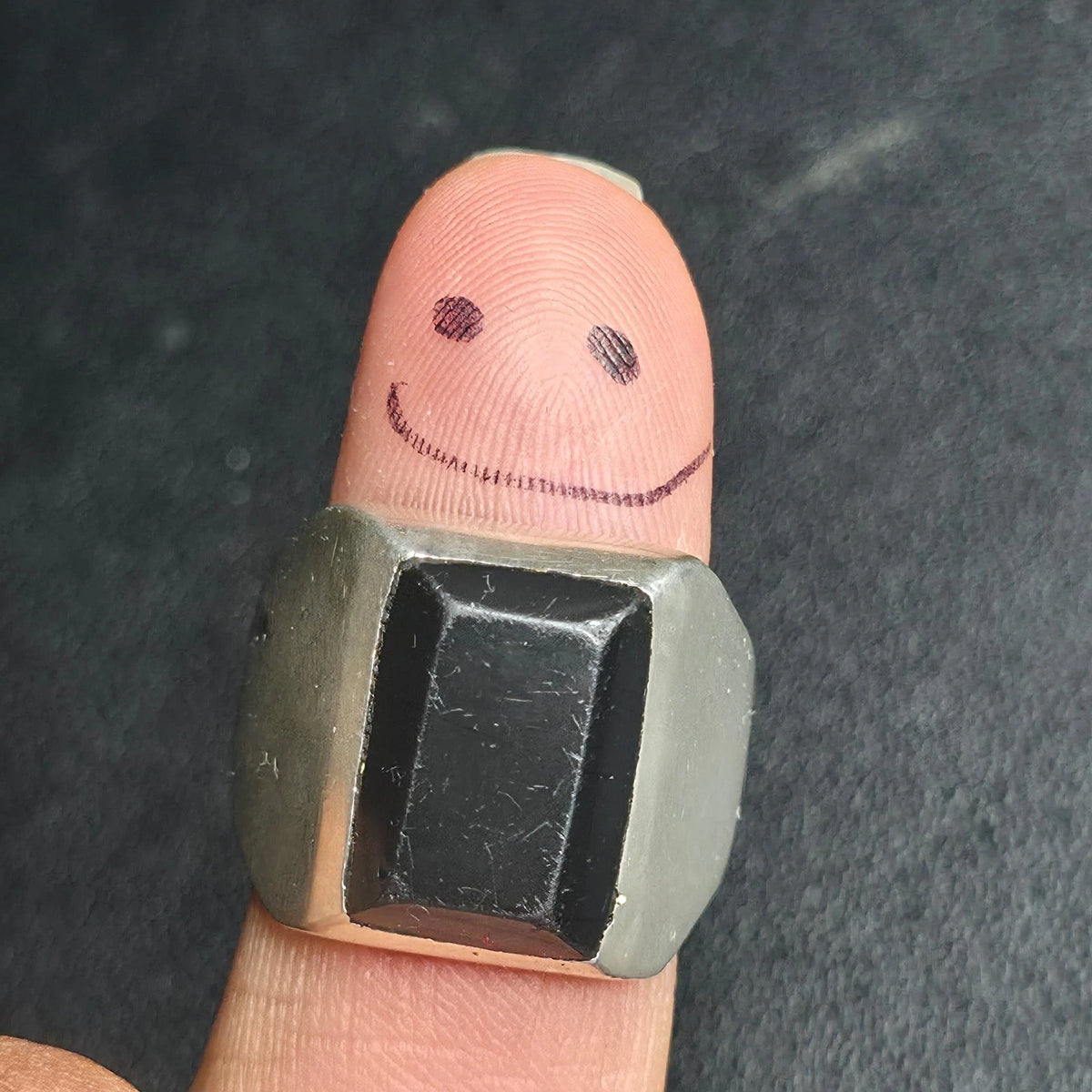 Sterling Silver Mens Black Rectangular Stone Ring Sz 11 Mexico