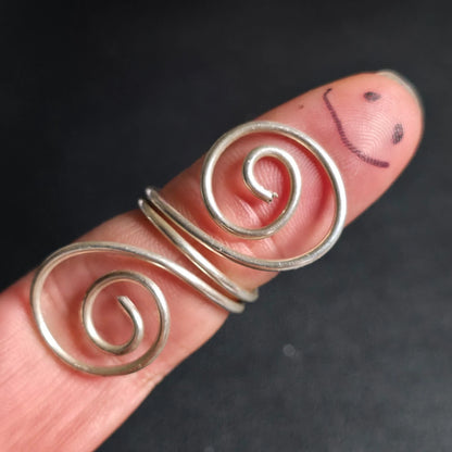 Sterling Silver Wire Swirl Ring Handmade Boho Size 9.5